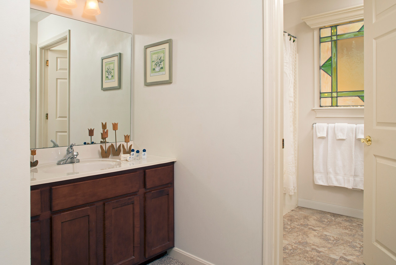 Private bathroom with separate vanity space