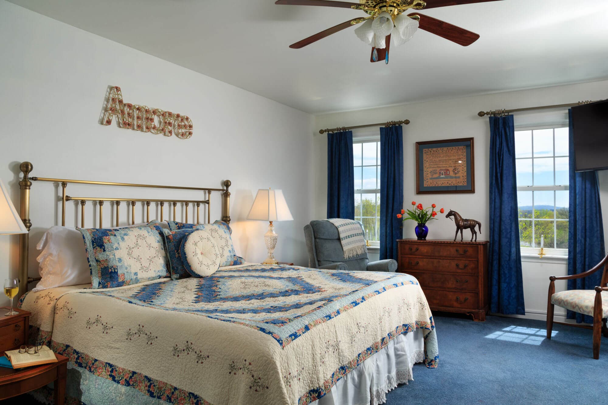 King Bed near two windows