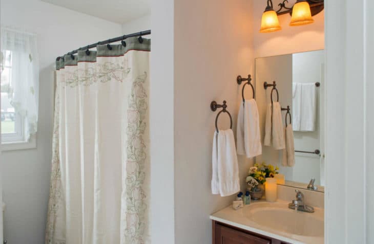 private bathroom and tub with shower