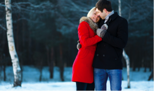 romantic couple in the winter