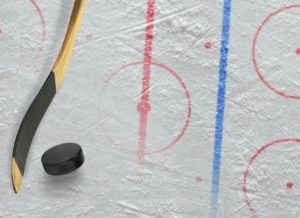 Stick puck and hockey field. Concept hockey