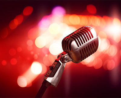 microphone in front of lights