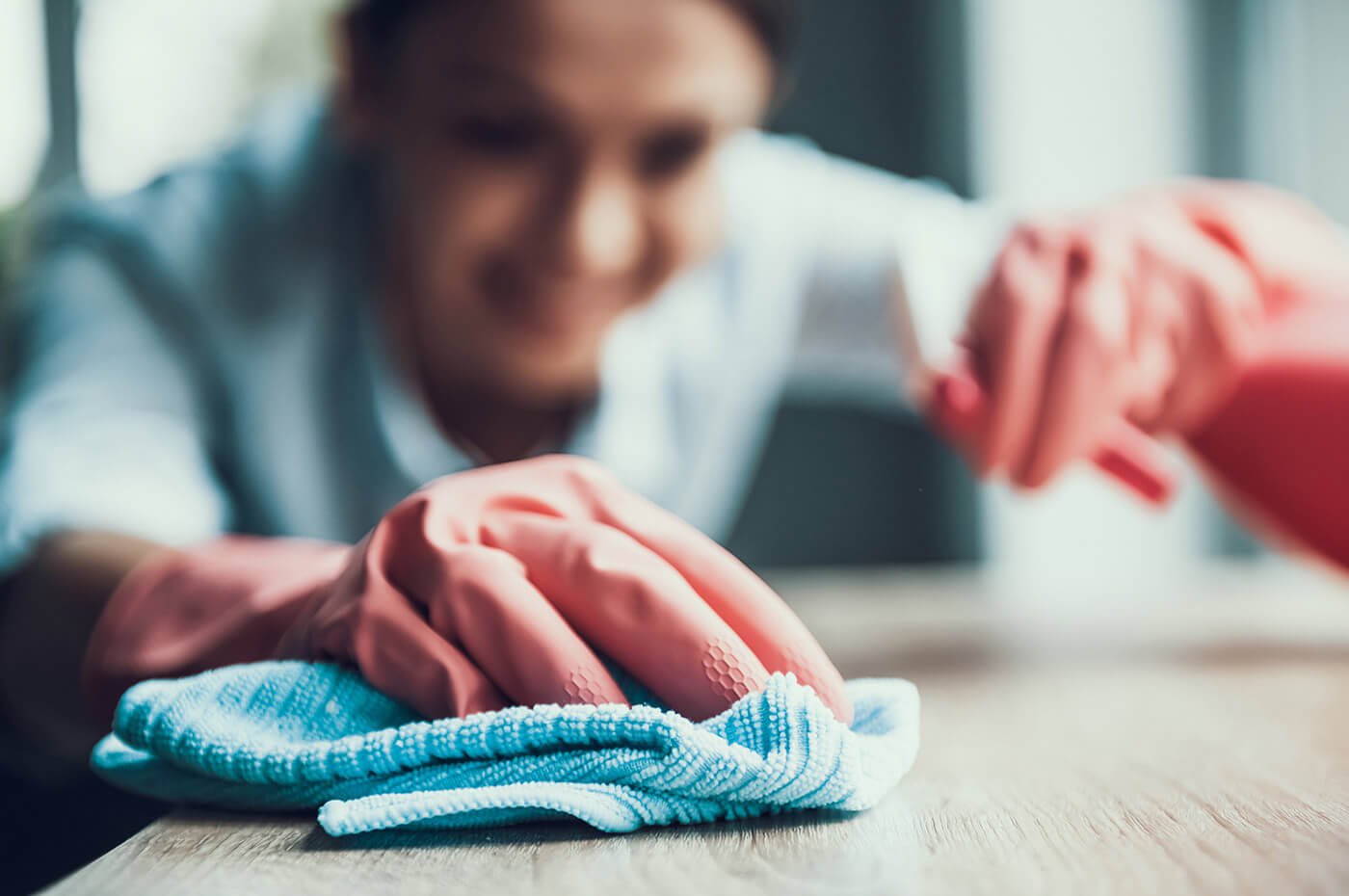 Staff member cleaning at our PA boutique hotel